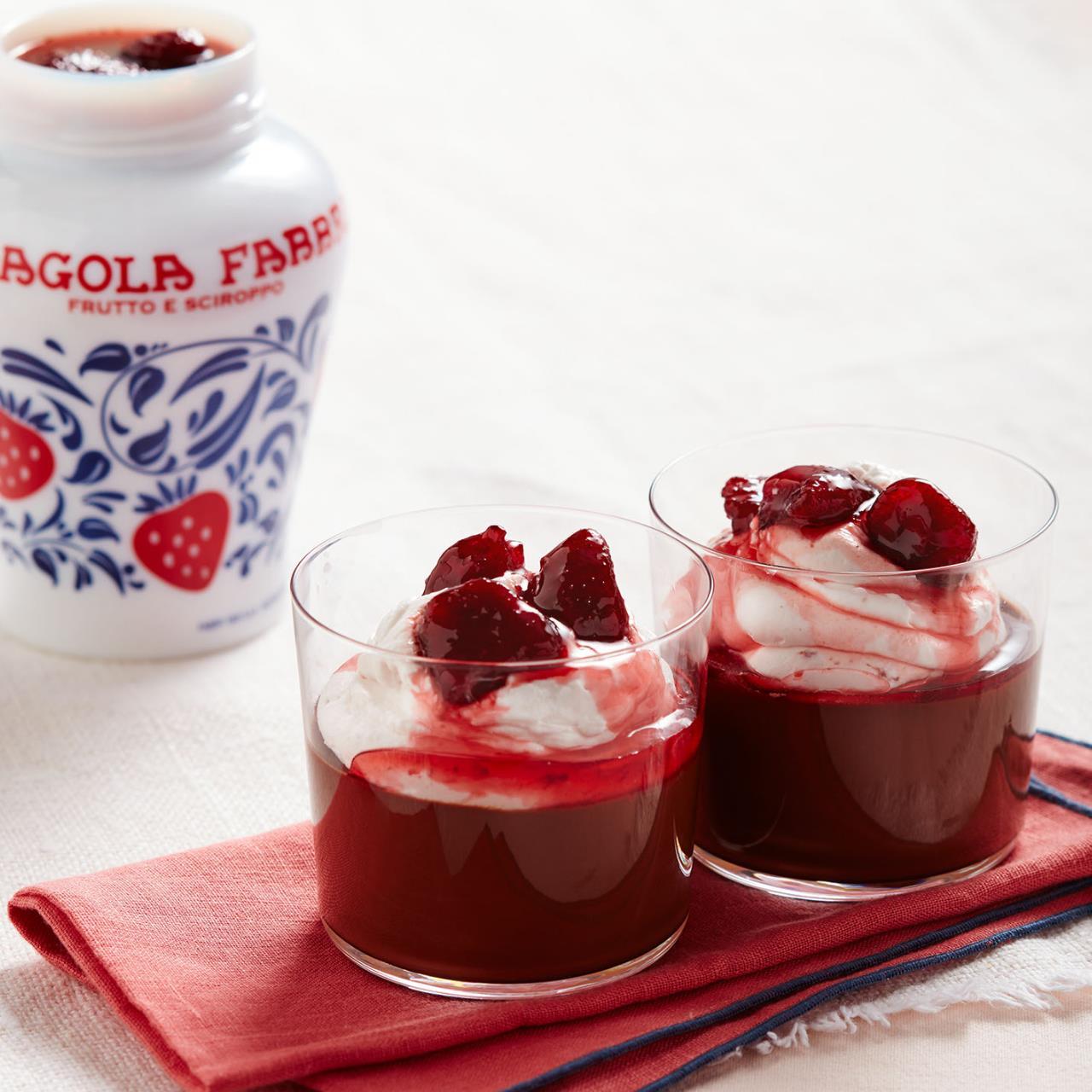 Chocolate pudding with Fragola Fabbri