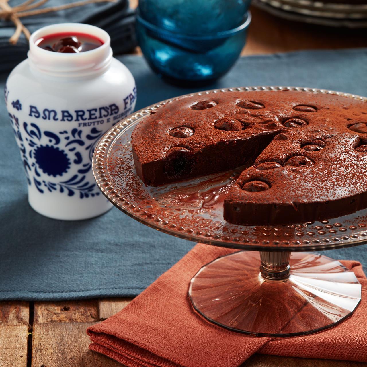 Raw chocolate cake with Amarena Fabbri